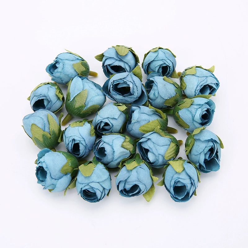 2cm Vintage Rose Buds Silk Flower Heads Pack 40