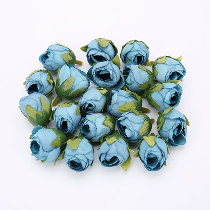 2cm Vintage Rose Buds Silk Flower Heads Pack 40