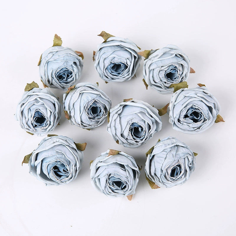 Lot de 20 têtes de roses en soie style vintage, 4 cm