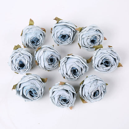 Lot de 20 têtes de roses en soie style vintage, 4 cm