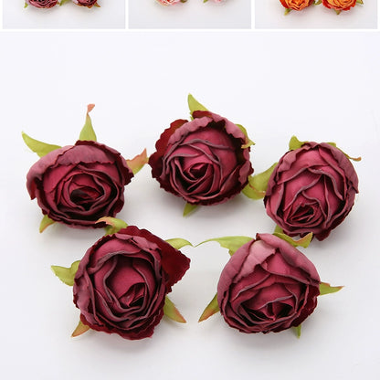 Silk Rose Flower Heads with Burned Edges Pack 30