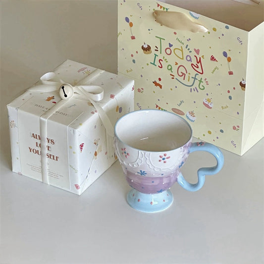 Lace Relief Ceramic Footed Mug