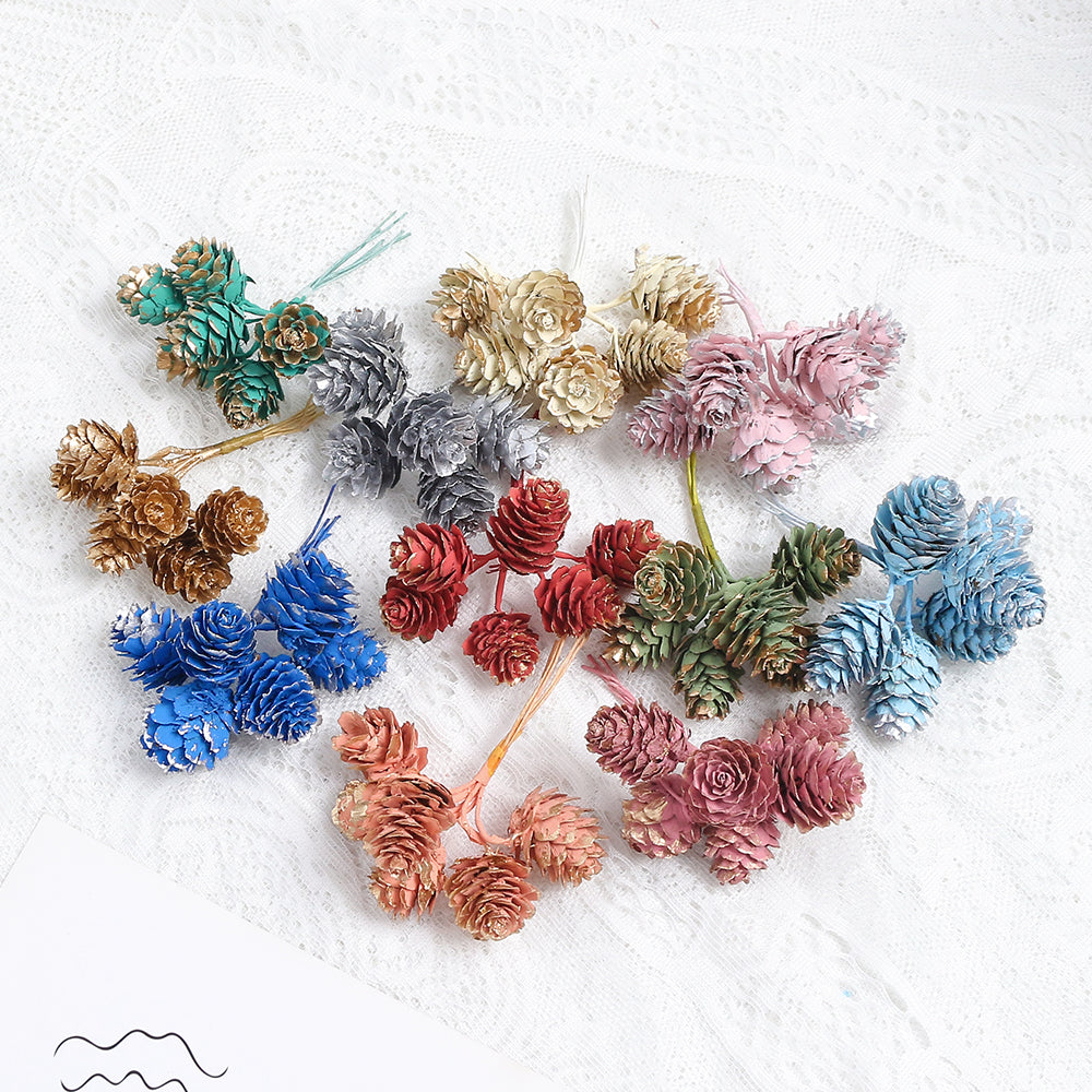 18pcs Artificial Pine Cone on Wire for Christmas Crafts