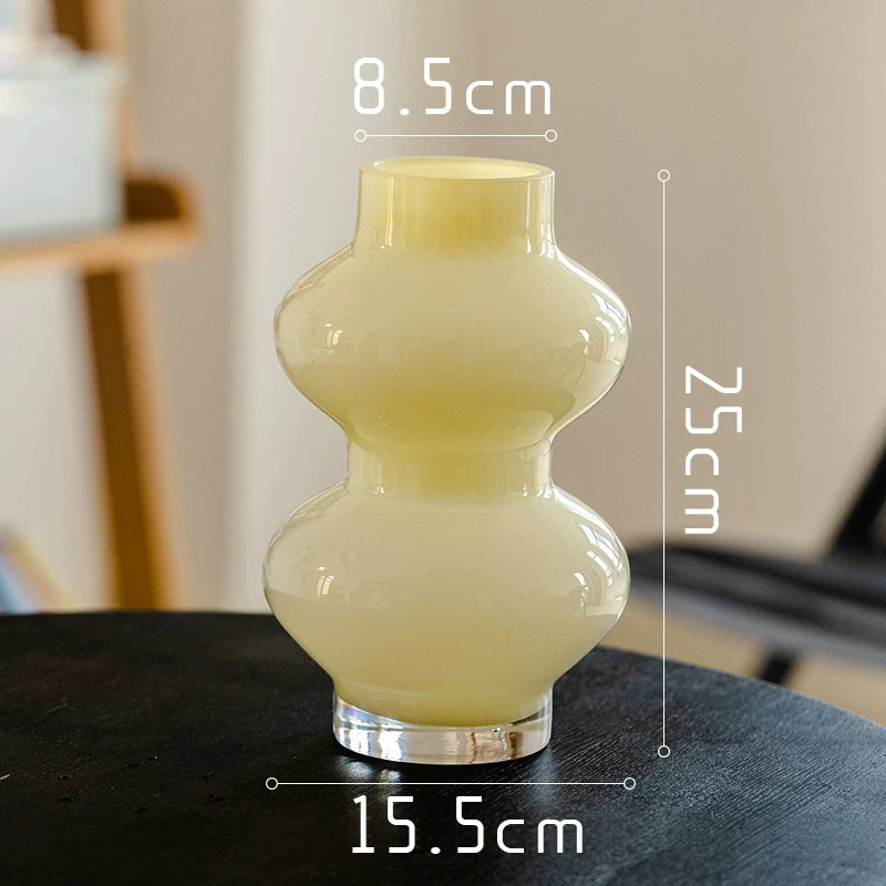 Vase géométrique moderne en verre crème