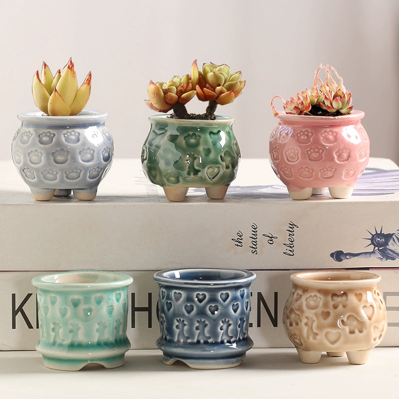 small ceramic flower pots bulk Set of 6 Mini Ceramic Pots with Drainage