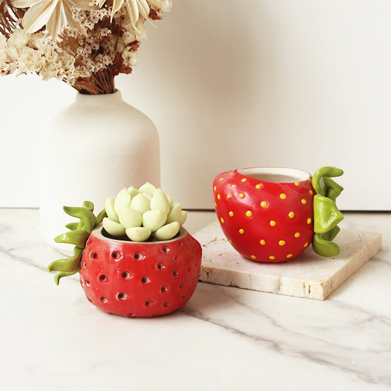strawberry pot planter Cute Strawberry Mini Ceramic Plant Pot