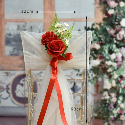 Wedding Aisle Chair Artificial Flowers with Ribbon