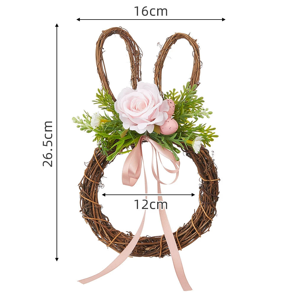 Bunny-Shaped Rattan Wreath for Easter