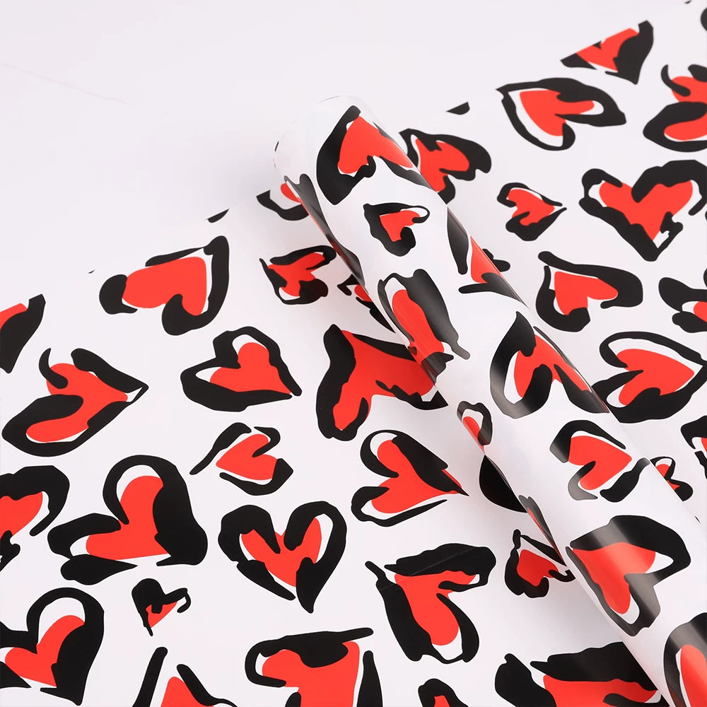 20pcs Leopard Heart Flower Wrap Paper (57x57cm)