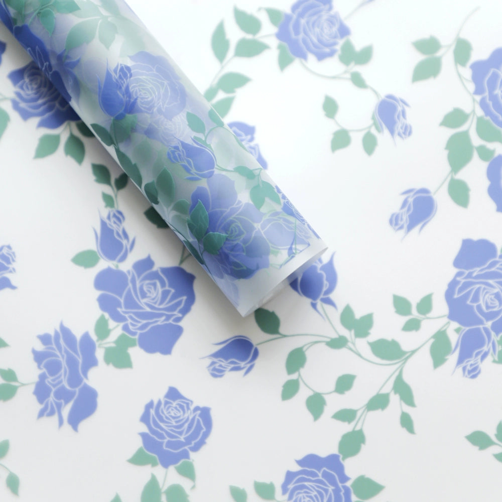 20 feuilles de papier cadeau cellophane à motif floral rose (58x58 cm)