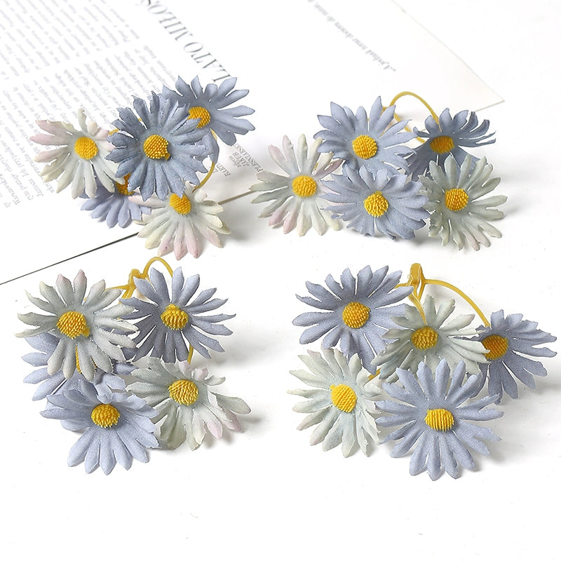 5 Stem Bunch Silk Daisy Flower Heads Pack 30