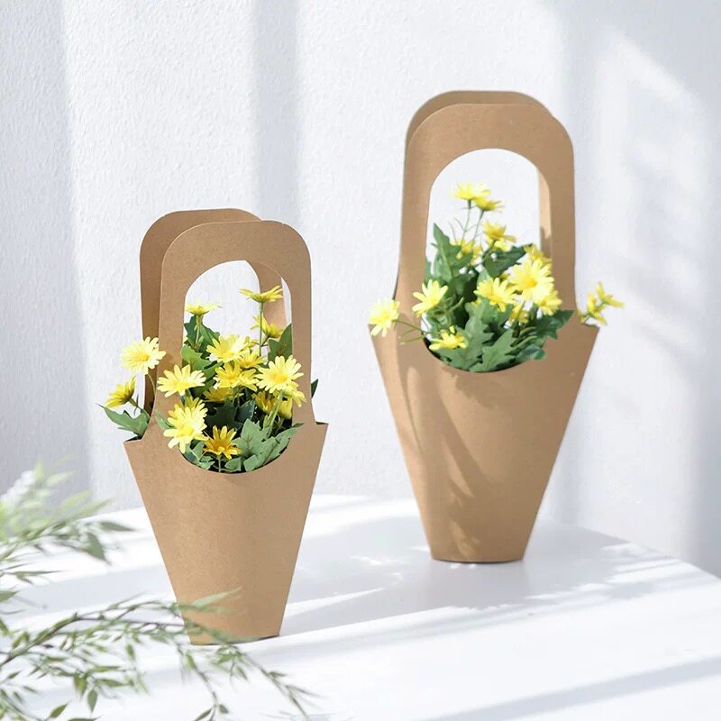 Kraft Paper Flower Carrier Bags Pack 20