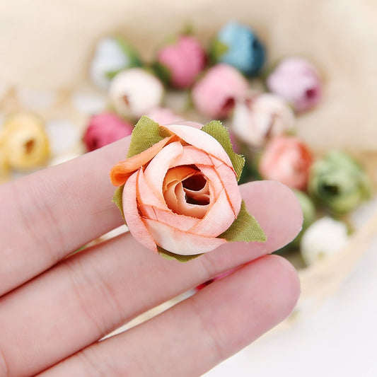 2cm Vintage Rose Buds Silk Flower Heads Pack 40