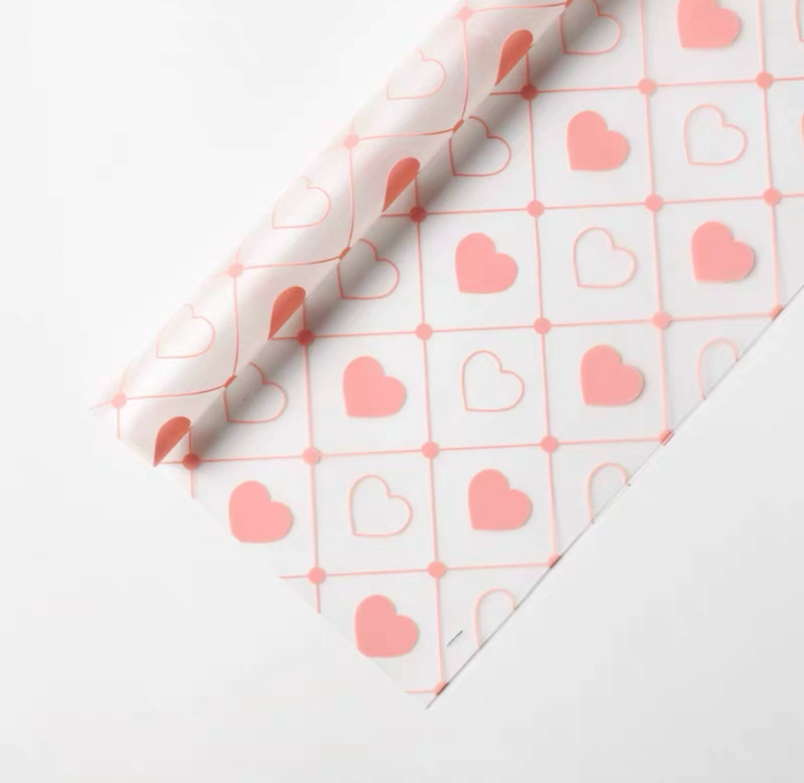 20pcs Heart Print Frosted Cellophane Wrap (58x58cm)
