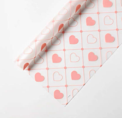 20pcs Heart Print Frosted Cellophane Wrap (58x58cm)