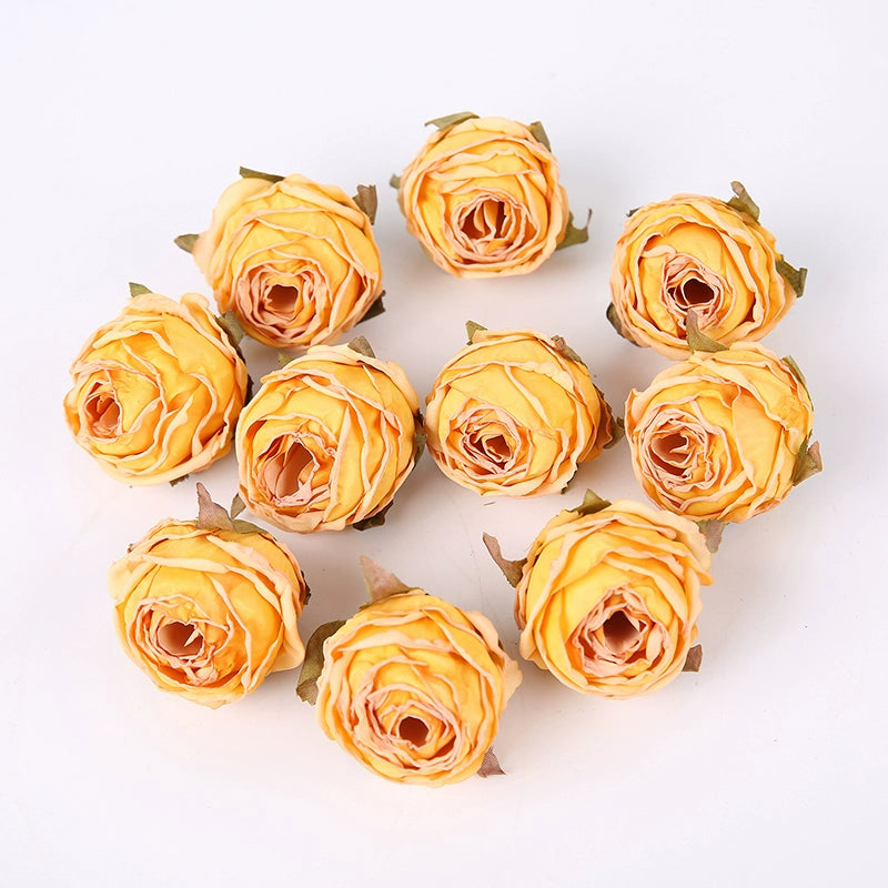 Lot de 20 têtes de roses en soie style vintage, 4 cm