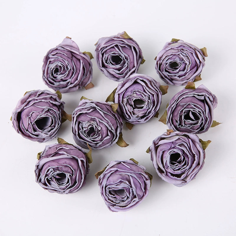 Lot de 20 têtes de roses en soie style vintage, 4 cm