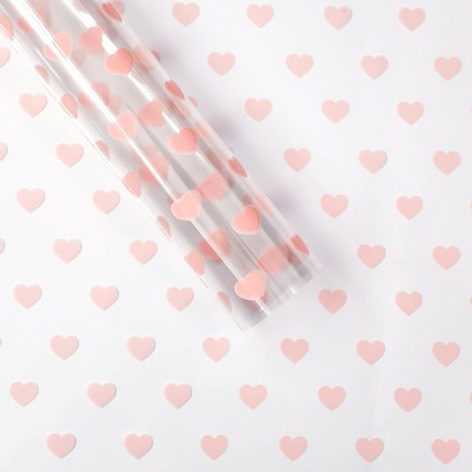 20pcs Heart Pattern Clear Cellophane Wrap (58x58cm)