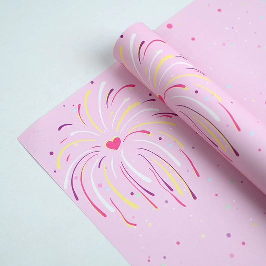 20 feuilles de papier d'emballage pour fleurs motif feu d'artifice (30x50 cm)