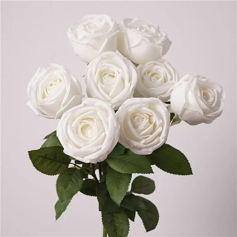 26" Real Touch White Crown Rose Stem