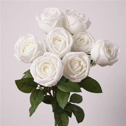 26" Real Touch White Crown Rose Stem