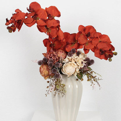 37" 10-Head Artificial Orange Orchid Stem