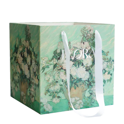 Vintage Oil Painting Square Bottom Gift Bags Pack 10