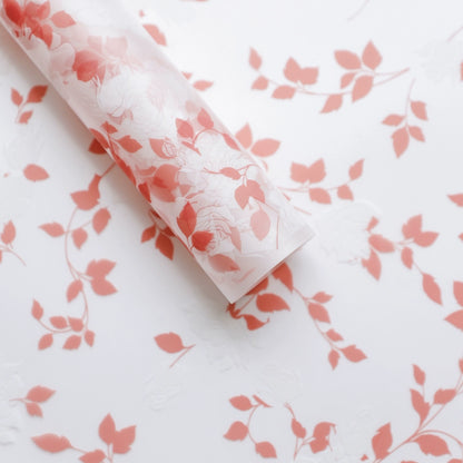20 feuilles de papier cadeau cellophane à motif floral rose (58x58 cm)