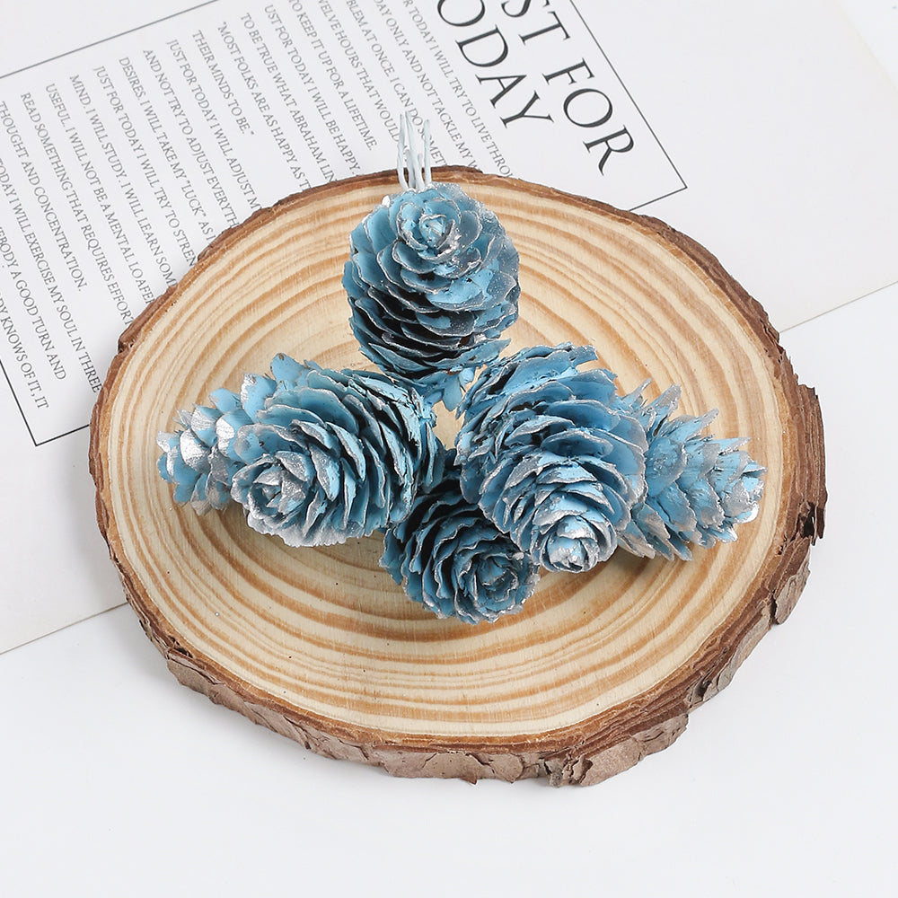 18pcs Artificial Pine Cone on Wire for Christmas Crafts