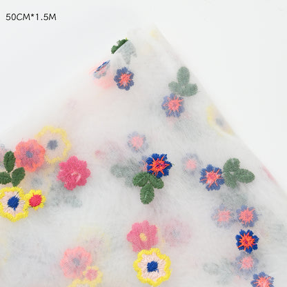 Floral Embroidery Bouquet Wrap Tulle (50cmx1.5m)