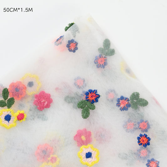 Floral Embroidery Bouquet Wrap Tulle (50cmx1.5m)
