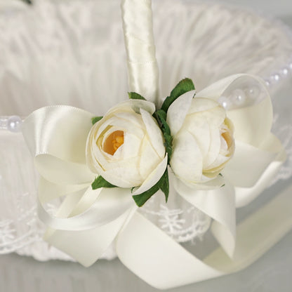 Wedding Flower Girl Basket with Flower Accents