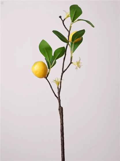 17" Artificial Lemon Stem with Blossoms