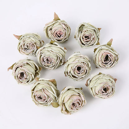 Lot de 20 têtes de roses en soie style vintage, 4 cm