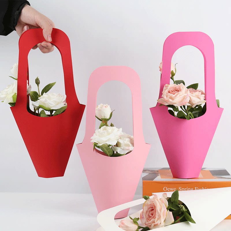Solid-Color Kraft Paper Flower Bouquet Bags Pack 10