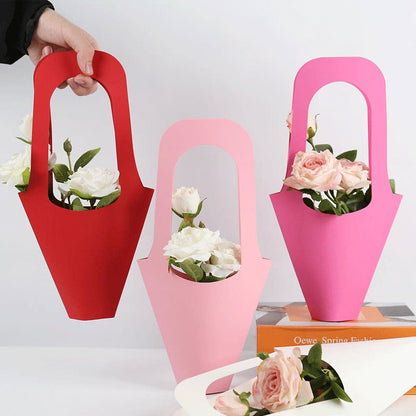 Solid-Color Kraft Paper Flower Bouquet Bags Pack 10