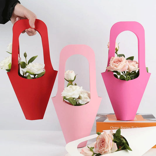 Solid-Color Kraft Paper Flower Bouquet Bags Pack 10