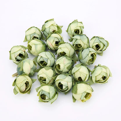 2cm Vintage Rose Buds Silk Flower Heads Pack 40