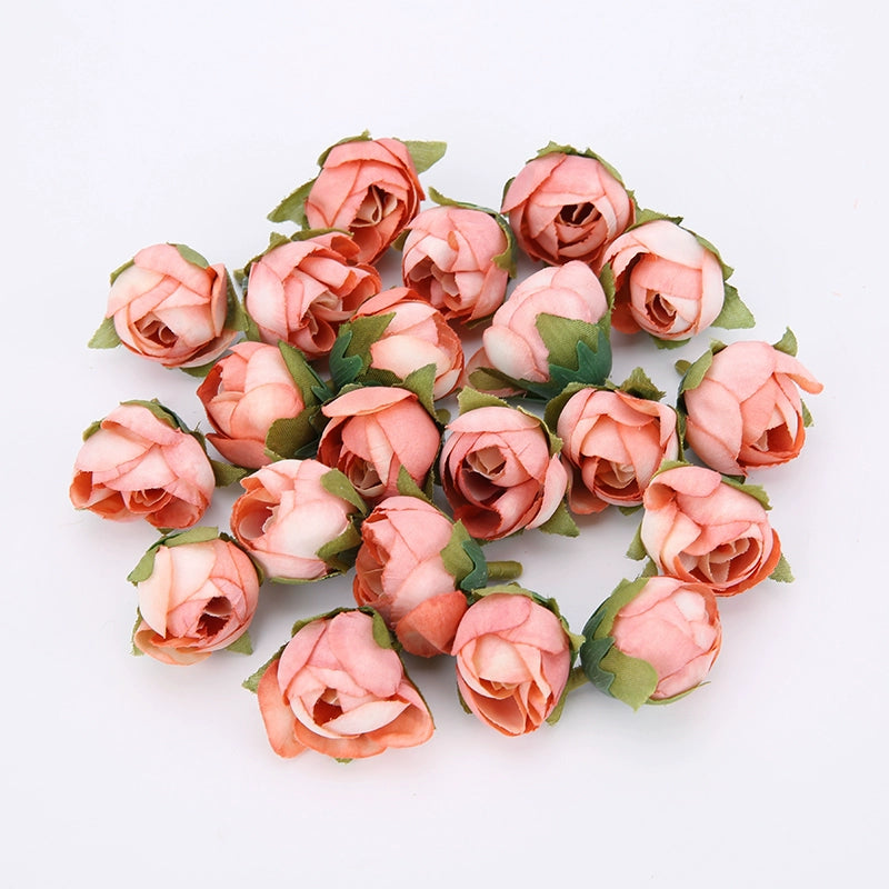 2cm Vintage Rose Buds Silk Flower Heads Pack 40