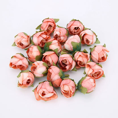 2cm Vintage Rose Buds Silk Flower Heads Pack 40