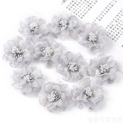 4cm Organza Fabric Flower Heads Pack 30