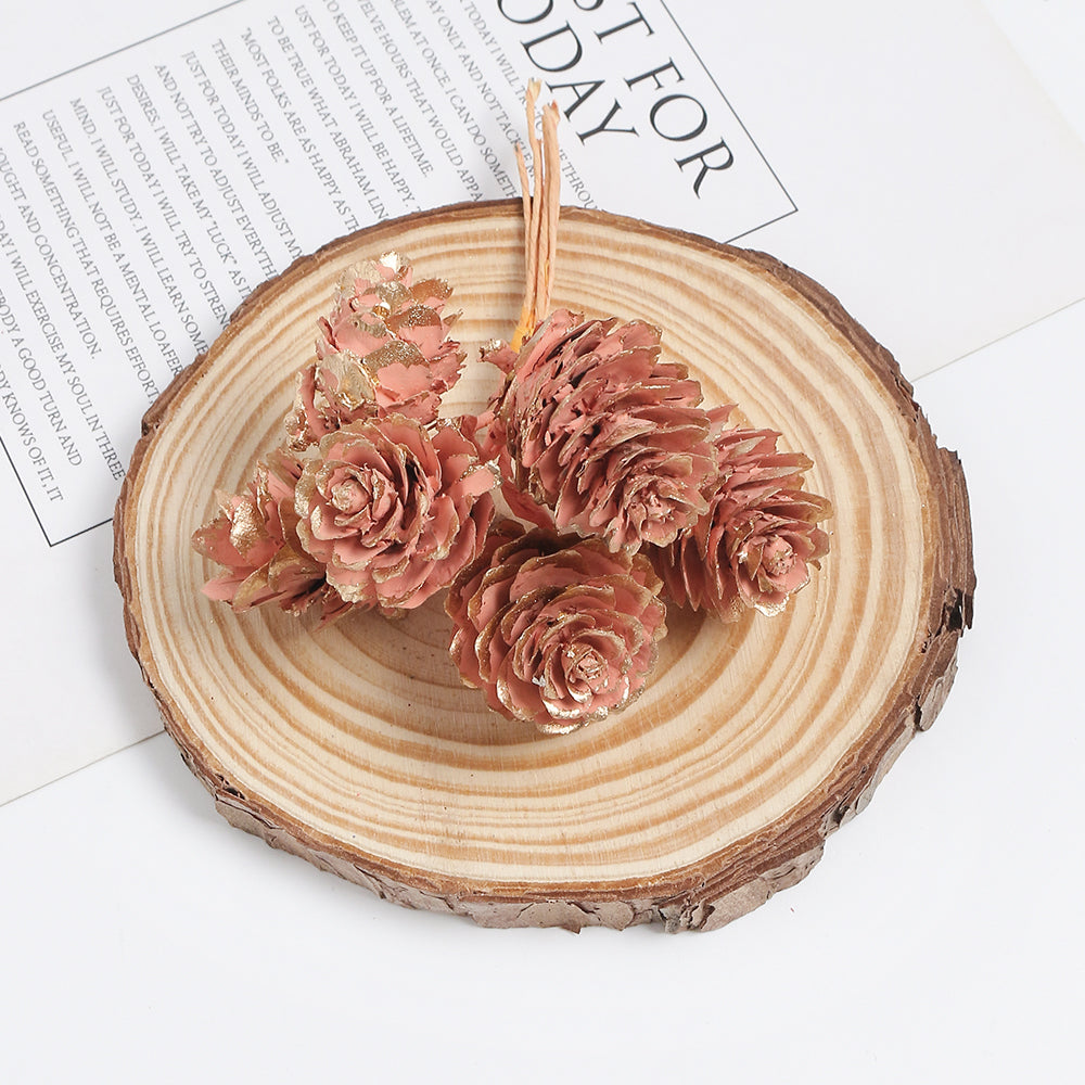 18pcs Artificial Pine Cone on Wire for Christmas Crafts