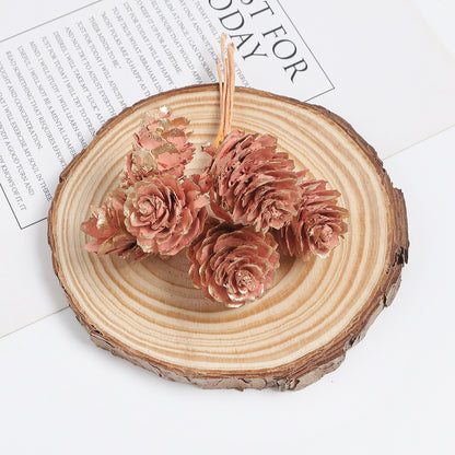 18pcs Artificial Pine Cone on Wire for Christmas Crafts