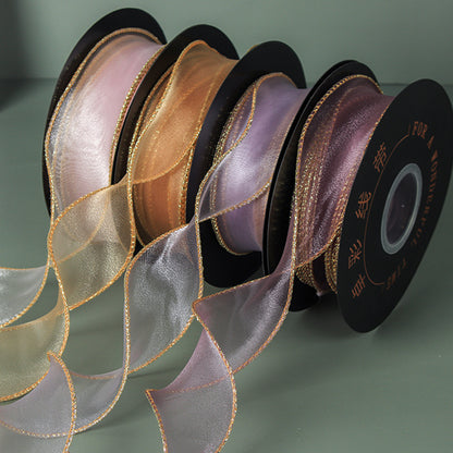 Curling Gold Edge Organza Ribbon (40mmx10Yd)
