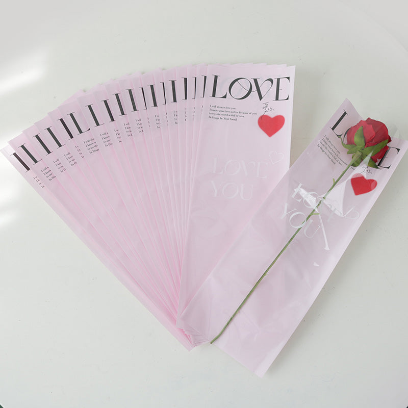OPP & Kraft Paper Single Stem Rose Sleeves Pack 100