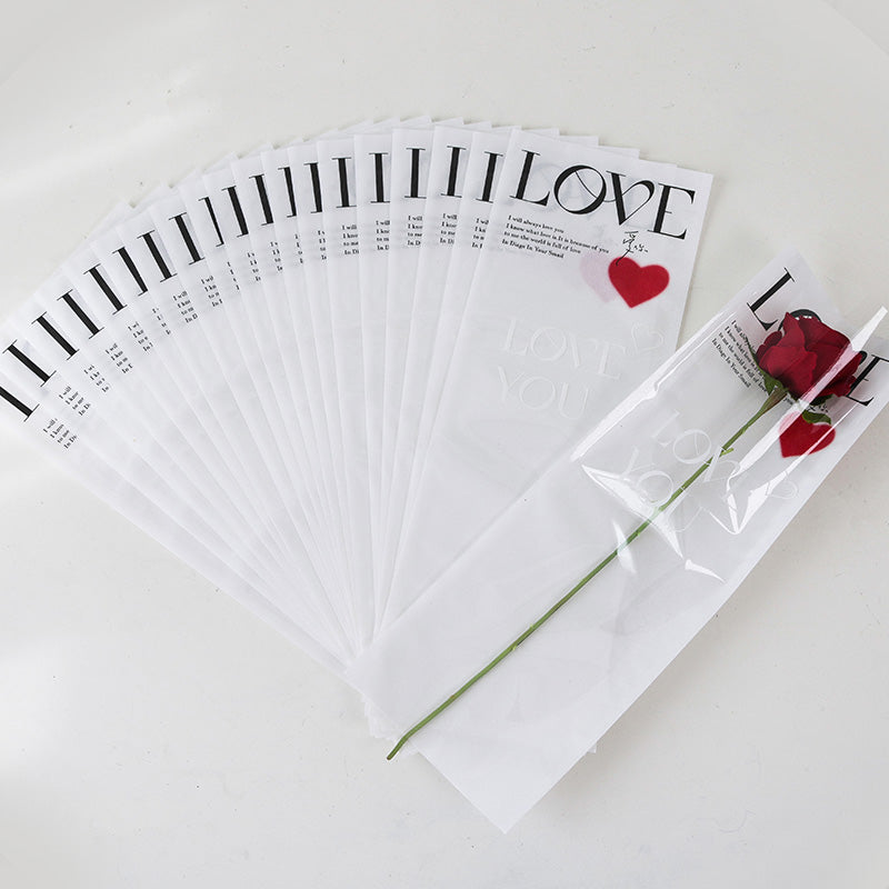 OPP & Kraft Paper Single Stem Rose Sleeves Pack 100