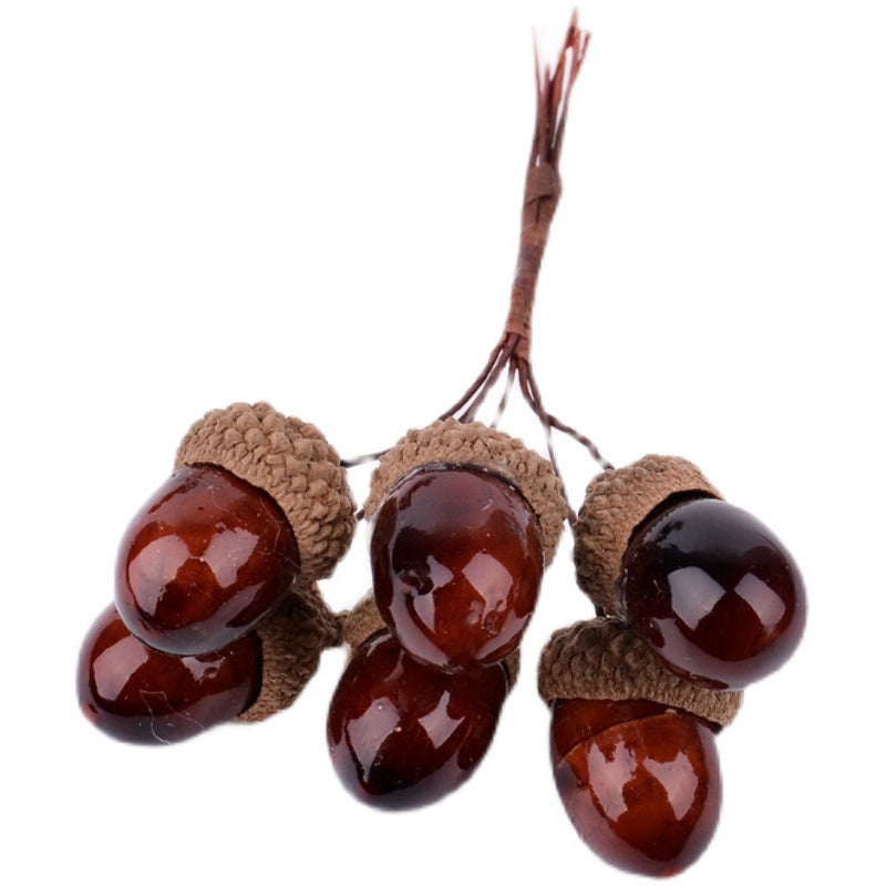 Artificial Acorns with Wire Stems for Crafts