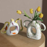 Load image into Gallery viewer, Creamy Double Ear Ceramic Art Vase