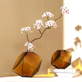 Load image into Gallery viewer, Brown Glass Cubed Art Vase