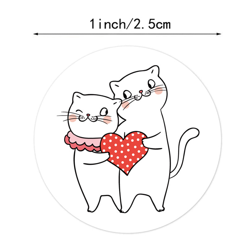 500pcs Cute Cat Dog Stickers for Valentine's Day